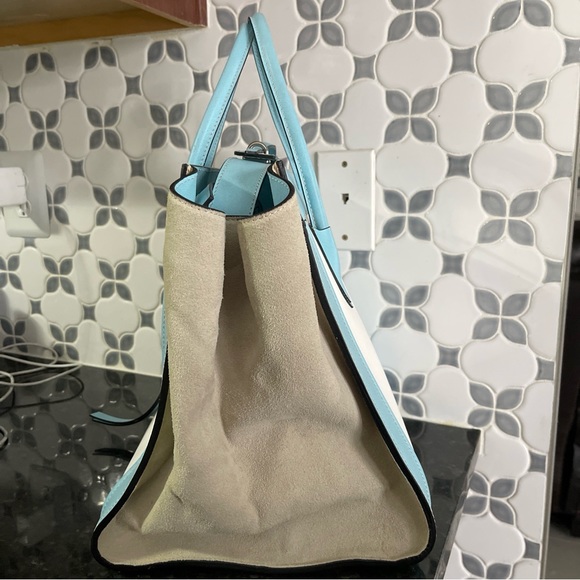 Authentic Valentino Cynthia By Mario -Handbag Tote White And Blue - Picture 3 of 12